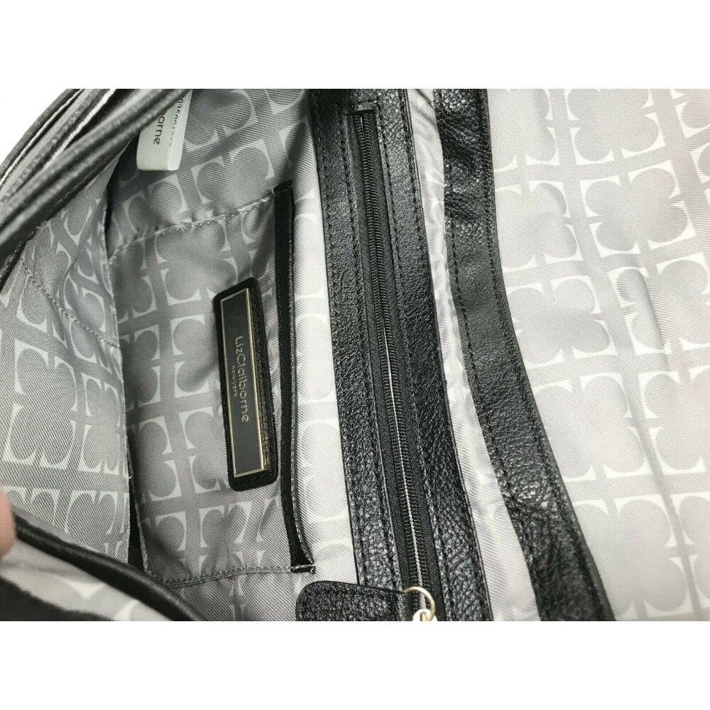 LIZ CLAIBORNE Black Faux Leather Crossbody Bag w Large Front Buckle - Picture 6 of 12